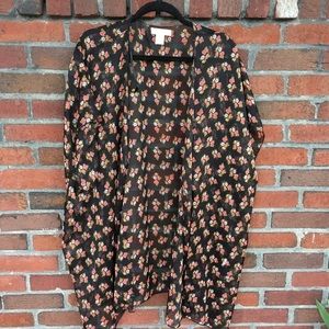 Black & Floral Small Band of Gypsies Kimono